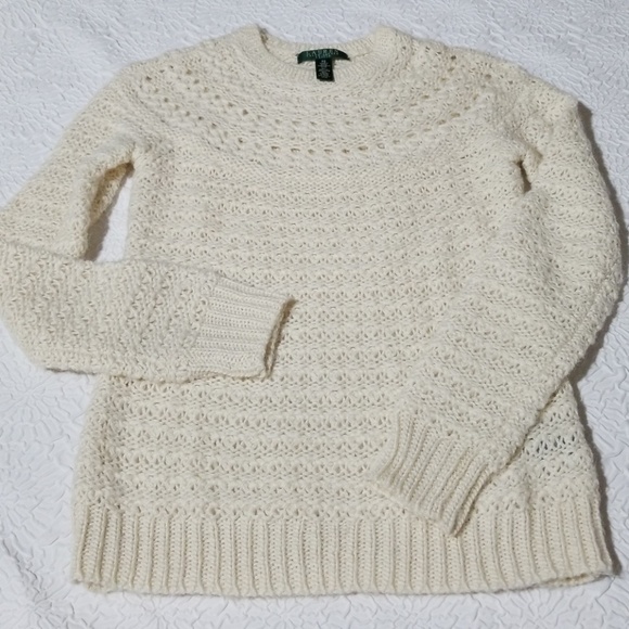 Lauren Ralph Lauren Alpaca Loose Crochet Sweater, Size SP - Picture 8 of 14